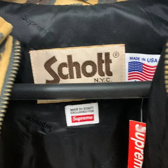 Supreme/Schott Suede A-2 Cheetah Print Jacket, Medium (Rare Find)